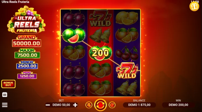 Ultra Reels Fruteria - Ligne de paiement avec le sept d'or